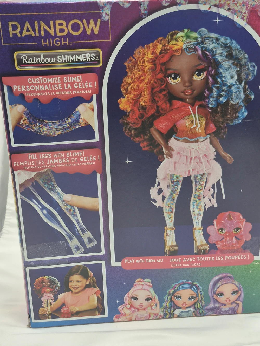 Rainbow Rainbow Shimmers Iris Bow Doll & Pink Slime Glitter Kit